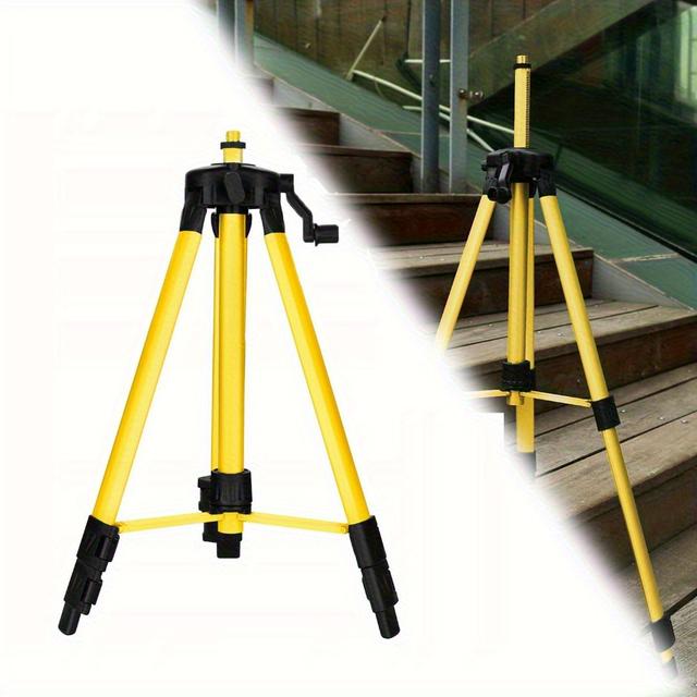TEMU Extendable Black & Yellow Tripod | 50kg Load Capacity, Adjustable For Laser Level, Gradiometer, Measurement Equipment, Stainless Steel By Bedee
