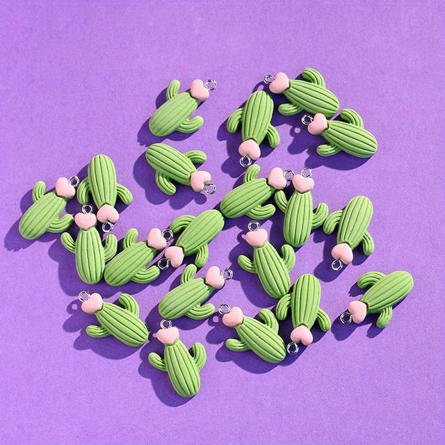 TEMU 10 szt./20 szt. Urocze Kaktusowe Zawieszki z Żywicy – Kolczyki i Naszyjniki w Prostym Stylu, Biżuteria do Tworzenia Kreatywnych Projektów