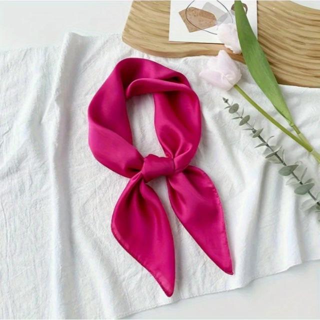 TEMU 2pcs Elegant Satin Square Scarves - Soft Polyester Professional & Performance Headscarf, Vibrant Pink/light Purple, Versatile For Dining Table & Decorative Use, Dance Scarves||polyester Fibe