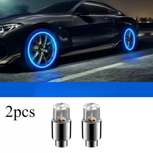 TEMU 2pcs Led -color Flashing Coil Valve Stem Lights, Car Wheel Lights/color Flashing Tire Valve Cap Lights/sensor Tire Decorative Lights/suitable For Sedans/trucks/motorcycles/bicycles