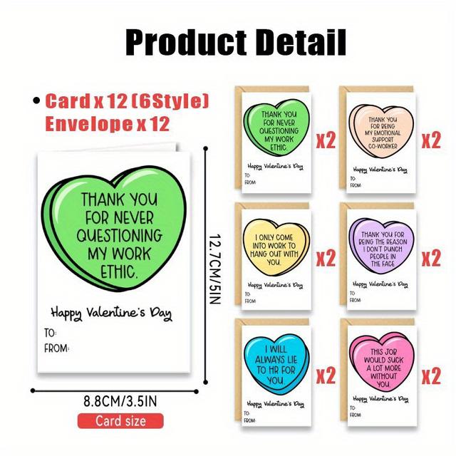 TEMU 24pcs Valentine's Day Cards With Envelopes, Bulk Set For Husband Wife Boyfriend Girlfriend Partner