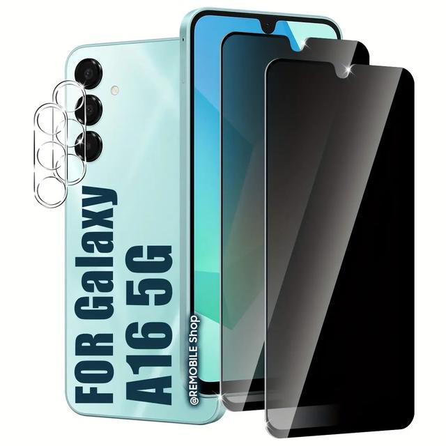 TEMU 2+2 db Samsung Galaxy A16-hoz adatvédelmi képernyővédő Galaxy A16 5G-hez, adatvédelmi képernyővédő és kamera lencsevédő, teljes fedés, buborékmentes