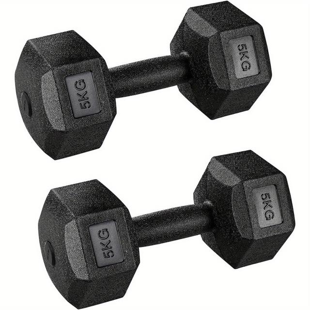 TEMU 2x 5kg Hexagon Dumbbells Set Arm Hand Weight Dumbbell Lifting Exercise