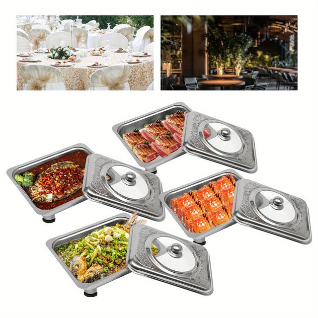 TEMU 4pcs Buffet Dish Tray Food Plate Server Food Warmer Chafing Dish Serving Tray Uk