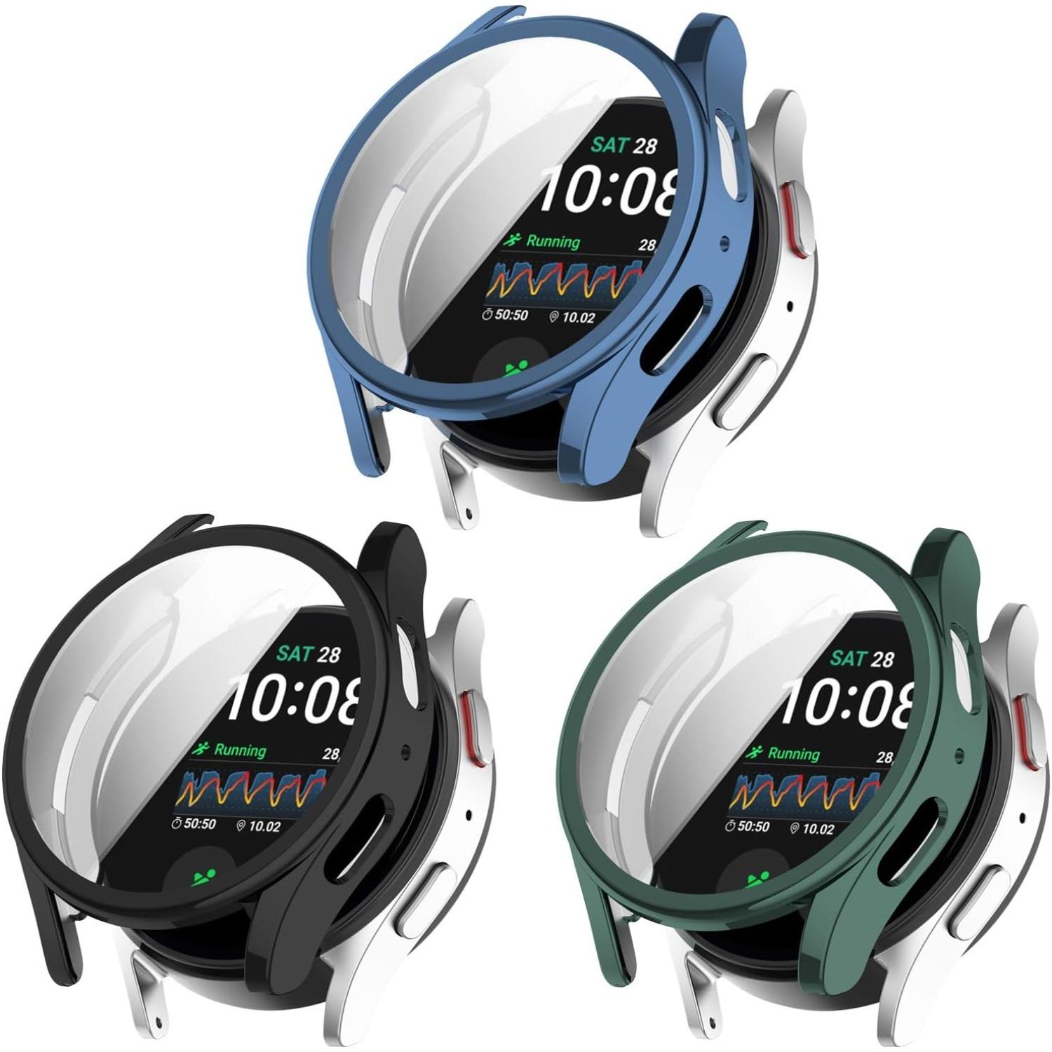 TEMU حافظة واقية للشاشة لساعة for Samsung for Galaxy Watch 7 مقاس 44 مم و40 مم، غطاء حماية كامل من مادة TPU الناعمة، غطاء حافة ممتص للصدمات مضاد للخدوش للنساء والرجال ( من 3 قطع)