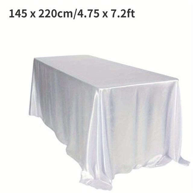 TEMU Rektangulärt Bordsöverdrag i Satin i Vitt, Lämpligt för Bröllop, Jul, Babyshowers, Födelsedagsfiranden och Bankettdekorationer för Matbord i Hemmet