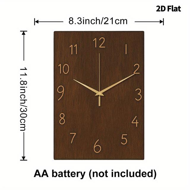 TEMU 1pc 2d Flat Brown Home Minimalist Clock, Super Silent Quartz Movement, No Ticking, Suitable For Decorating Clocks In Living Rooms, Bedroom, Offices, Kitchens, And Cafes, Gift For , 2d Flat
