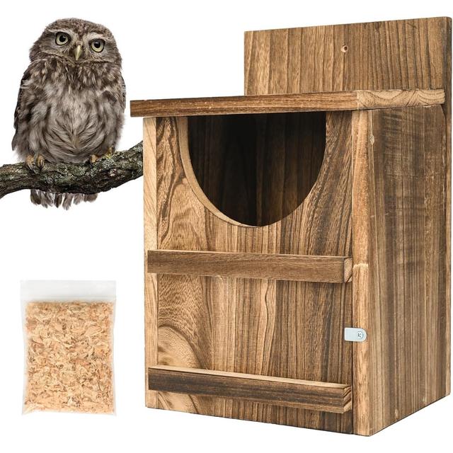 TEMU Handcrafted Cedar Wood - 9x7.5x15" Large Owl Nest With Circular Opening, Ventilated & Secure Design For Outdoor Hanging
