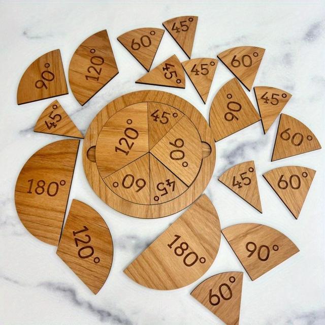 TEMU 1 Set Wooden Circle Degrees And Shaped - Learn To Count Learning Supplies Combination Board Set Math Teaching Aid 7323534396