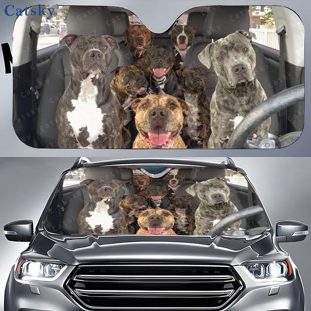 TEMU 車の後部座席に座る犬たちの オートサンシェード フロントウィンドウ デコレーション用 耐久性ウィンドシールド ギフト