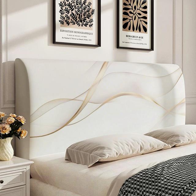 TEMU 1pc Modern Bed Headboard Cover With - White Bedboard Protector, Backing, Washable Cover Suitable For Home & Hotel Use, Fits Most Bed Frames, Contemporary Bed Headboard Protector, 2d Flat