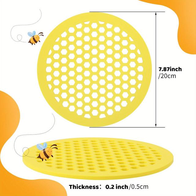 TEMU 1pc Yellow Foam Floating Bee Island Tray, & Bee Water Feeder For Garden Pond Decor