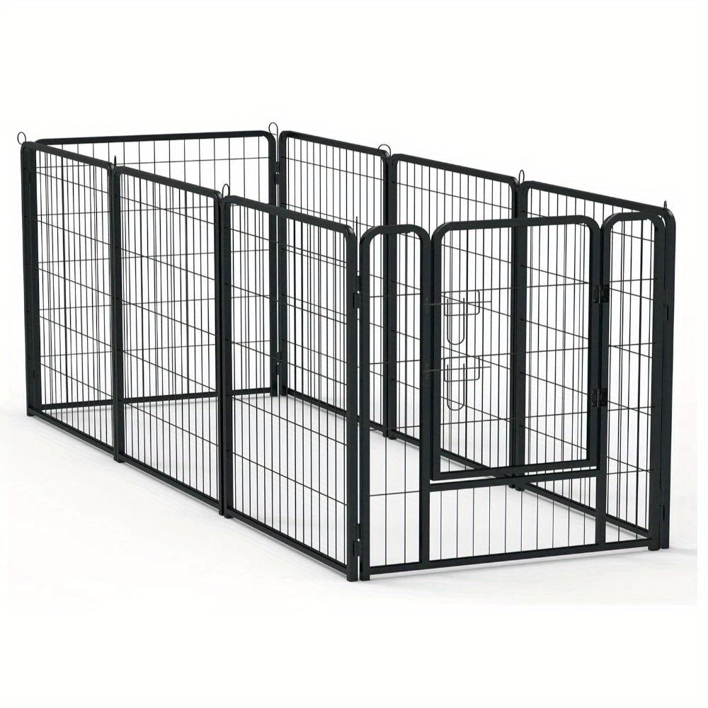 TEMU Puppy Run, Free-range Enclosure, Collapsible Animal Pen, Puppy Fence With Gate, Height 80 Cm, For Dogs, Cats And Rabbits, Black