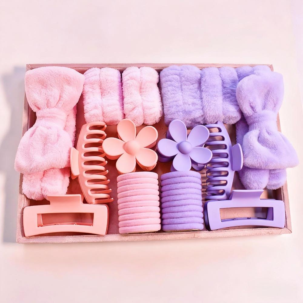 TEMU 32pcs Set Bands & Clips Kit With Cute Bows, Large Clip Charms - High Hair Ties For Braids, Ponytails, Buns - (for,, Parties,, Everyday)