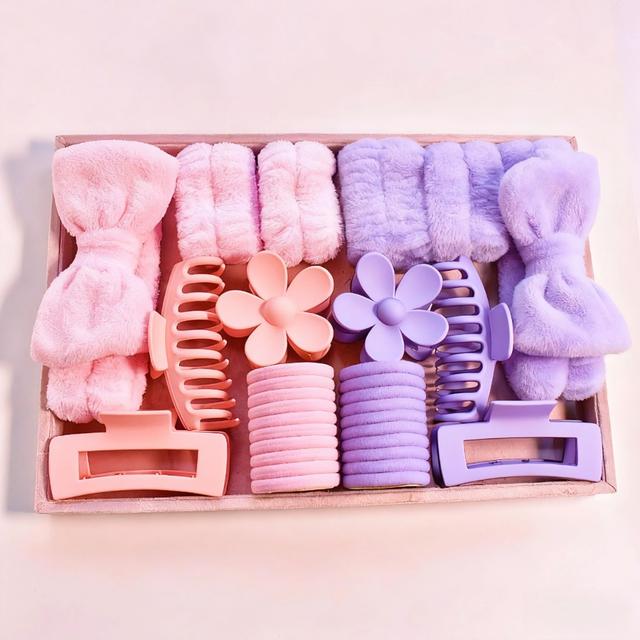 TEMU 32pcs Set Bands & Clips Kit With Cute Bows, Large Clip Charms - High Hair Ties For Braids, Ponytails, Buns - (for,, Parties,, Everyday)