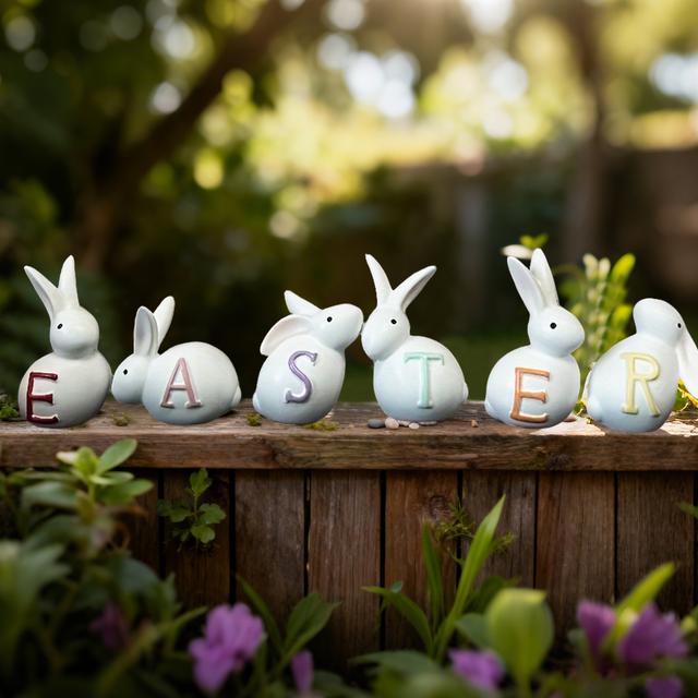 TEMU 6-teiliges Osterhasen-Dekor-Set, Wohnzimmer Schlafzimmer Arbeitszimmer Dekoration, Osterdekoration, Garten Hof Deko, Rasenfigur, Perfektes Geschenk für die Feiertage