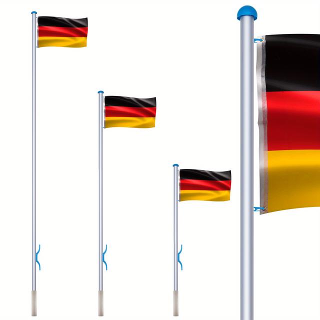 TEMU 6. 5m Aluminium Flagpole With Pulley, Pull Rope, 150 X 80cm Germany Flag, 5 Different Height Adjustable