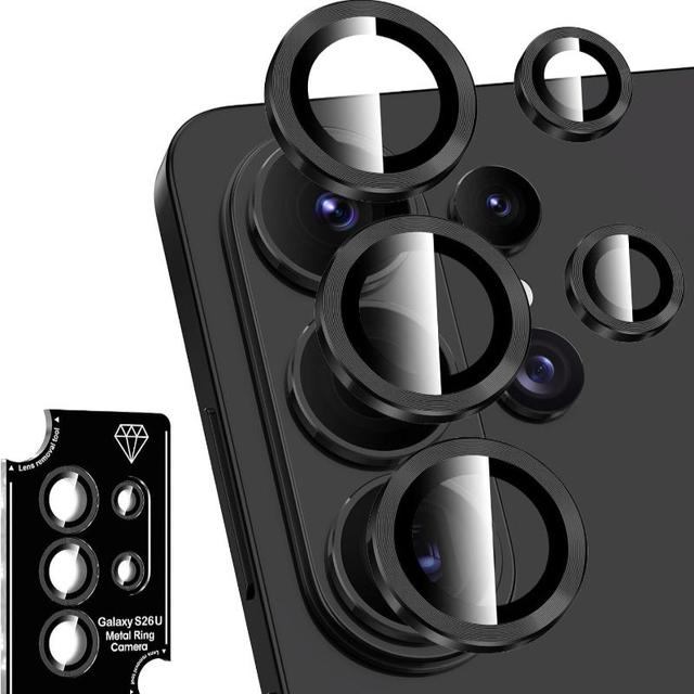 TEMU For For Galaxy S26 Ultra Camera Lens Protector, Single Ring Tempered Glass Lens Cover, 1set Black