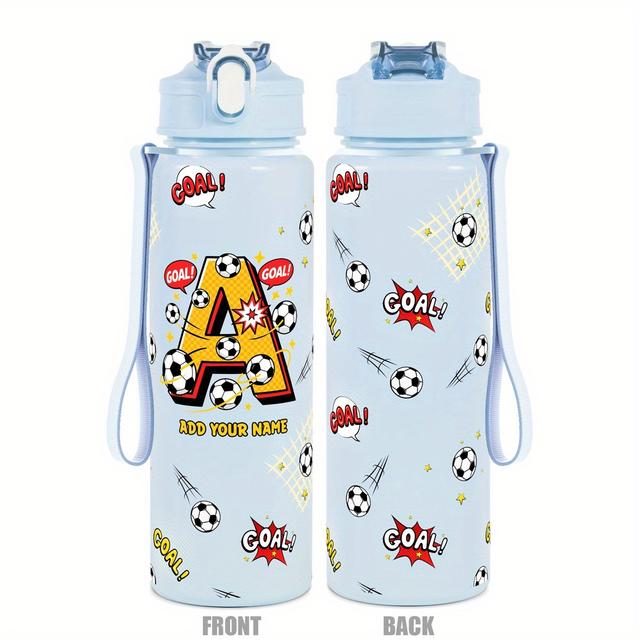 TEMU 25oz Personalized Water Bottle With Name, Soccer Name Design, Time Marker And Hydration Reminders - Durable Large Capacity For Fitness, Hiking, Outdoor Travel