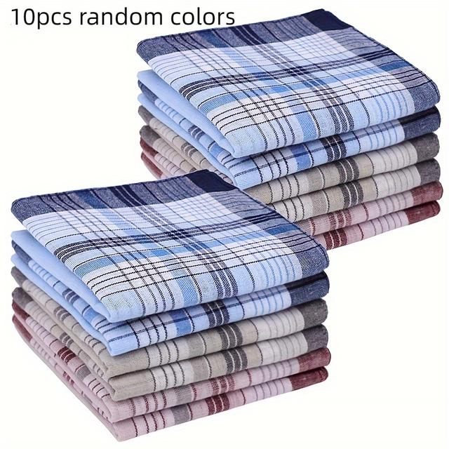TEMU 5/10pcs Soft & Durable Hankies - Stylish Pocket Squares In Assorted Colors, Cotton, 4x4 Inch, Everyday Use, , Everyday | Classic Design | Soft Texture, Cotton Handkerchiefs