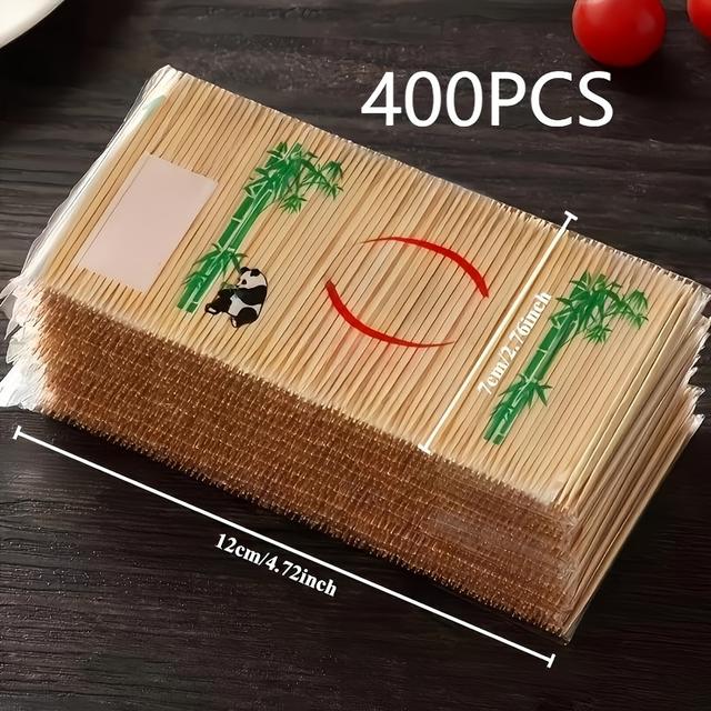 TEMU 400 шт. Двосторонні зубочистки, високоякісні роздвоєні тонкі кінчики, необхідні для ресторанів, подорожей та домашнього використання, елегантна та гігієнічна індивідуальна упаковка, без батарейок