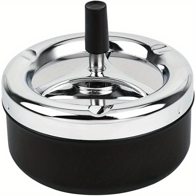 TEMU Round Push-type Ash Stand Trash Can With A Rotating Tray, Metal Trash Can For Home Use, Suitable For Outdoor Patios