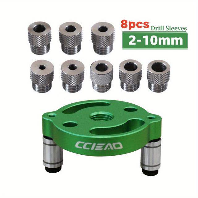 TEMU Ccieao Aluminum Self Centering Doweling Jig Set, 3-10mm Drill Guide, Biscuit Joiner, Wood Panel Hole Puncher Locator, Straight Hole Woodworking Joint Tool, With No Electricity Or Battery Needed