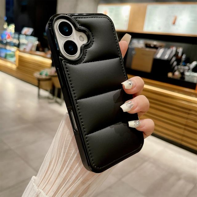 TEMU Funda para móvil: Funda tipo chaqueta de plumón con relleno y orificio grande, compatible con for Samsung.