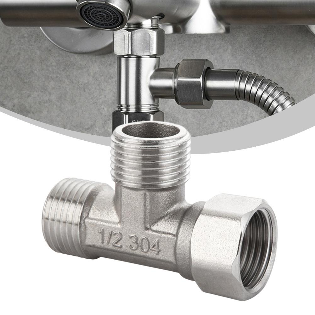 TEMU Copper T Adapter For Toilet Diverter Valve, G1/2" Suitable For Bath Bidet Sprayer And Shower Fittings With 4 Points For Three-way Water Piping