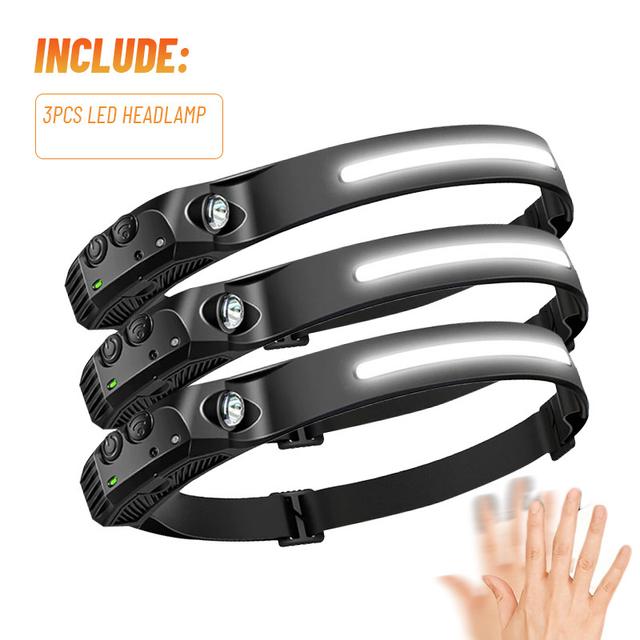 TEMU 3pcs With Motion Sensor - 5 Lighting , Usb Rechargeable, Durable Abs Cob Flashlight For Indoor Reading & Outdoor Use