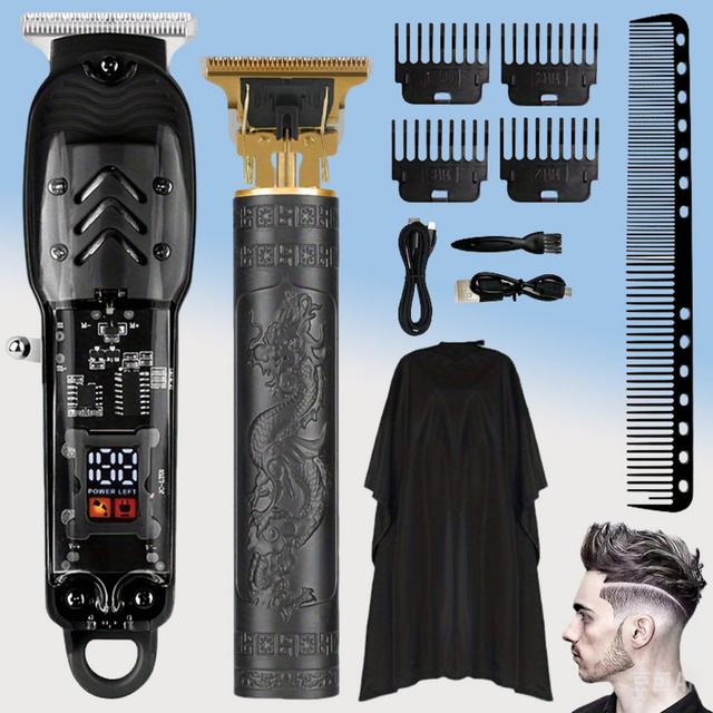 TEMU Rechargeable Electric Hair Clipper & Shaver - Heavy-duty 8- Barber-grade Hair Cutter Suitable For Barbershop & Home Use, Travel-friendly, Lcd Display, Father's Day Gift For Men (rechargeable)