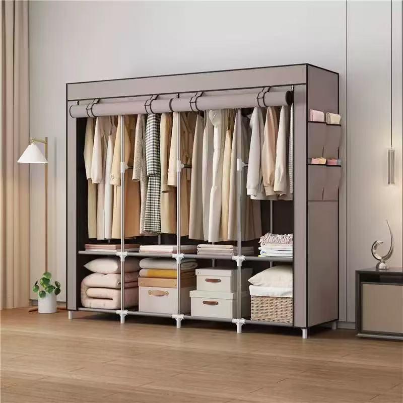 TEMU Four-tier Wardrobe - Freestanding Metal Closet | Durable Frame, 25.9 Lbs Load Capacity, Tool-, Space-saving Design, Suitable For Home, Office, And Dorm, Portable Wardrobe, Portable Closets