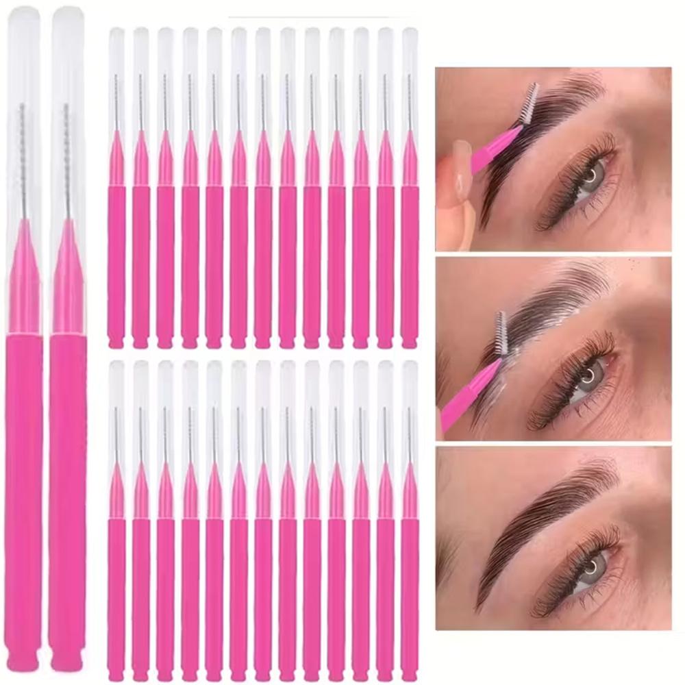 TEMU 50pcs Mini Disposable Eyebrow Brushes, Flexible Tiny Mascara Brush Heads Makeup Tools, Eyelash Filling Brow Lifting Tinting Tools Extension Brushes