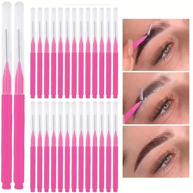 TEMU 50pcs Mini Disposable Eyebrow Brushes, Flexible Tiny Mascara Brush Heads Makeup Tools, Eyelash Filling Brow Lifting Tinting Tools Extension Brushes