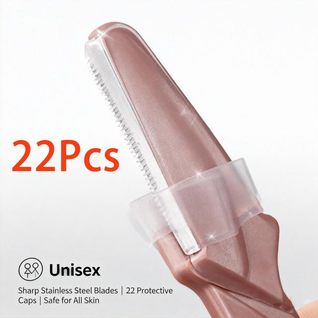 TEMU 22pcs Set Of Stainless Steel Eyebrow Razors - A Unisex For Trimming Facial Hair, Including Lip And , Complete With 22 Caps, Perfect For Travel Beauty Needs