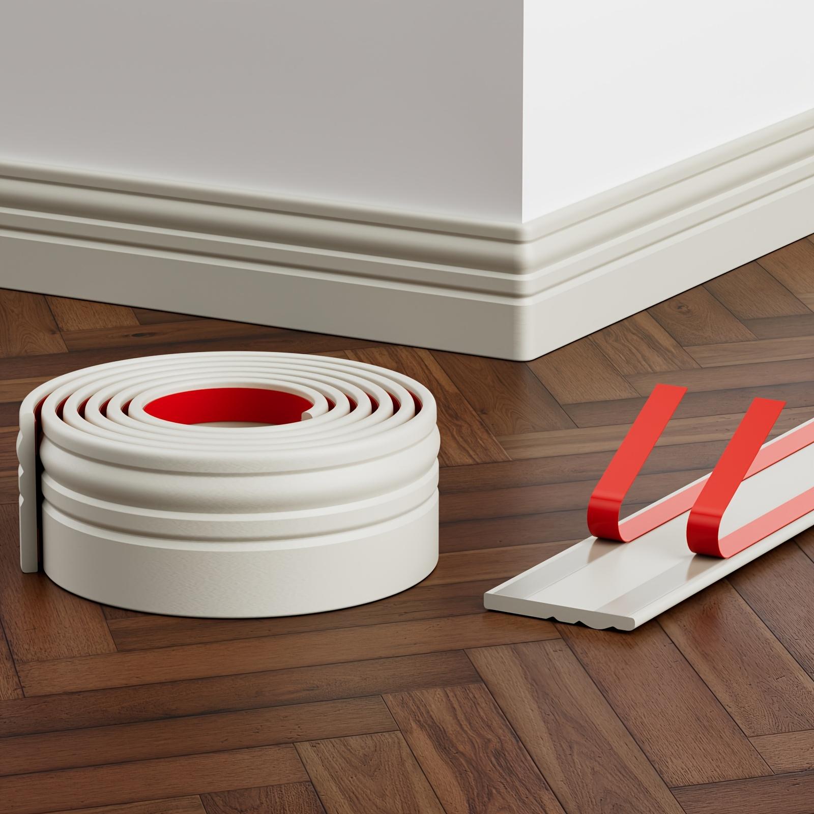 TEMU Self-adhesive Baseboard Corner Trim, 2. * 39.37 Inches | Flexible Corner Guard Strip, No-nail Installation Floor Edge Trim, Anti-collision Wall Edge Trim, Home Decorative Adhesive Strip