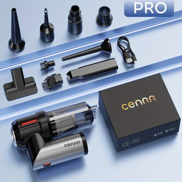 TEMU Cenrr 16000pa Wireless Handheld Car Vacuum With Battery Indicator - Portable 100w Brushless Vacuum, 65db Noise Level, 6000mah Rechargeable Lithium Battery, 0.35 Hour , For Car, Home, And Pet Hair