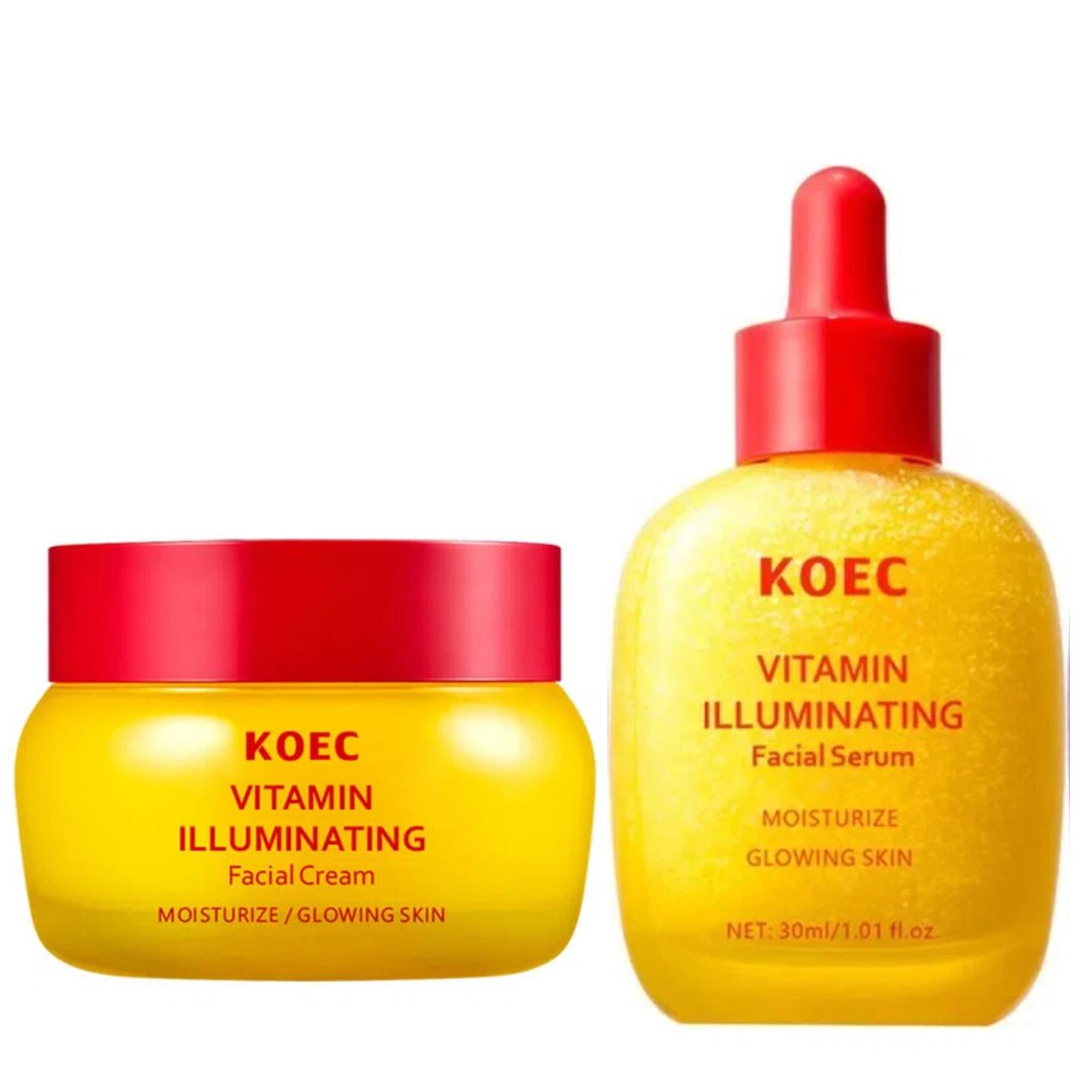 TEMU Skincare Duo Featuring Vitamin Facial Serum And Cream, Enriched With Niacinamide And Vitamins, Designed To Enhance Skin Tone, Radiance, And Provide Firmness—an Ideal Gift For Mother's Day