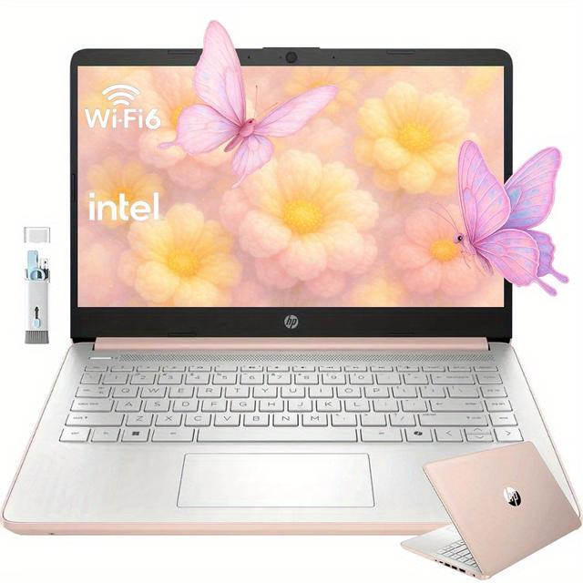 TEMU 14" Hd Business Laptop, Intel Processor , 4gb , 128gb Ufs, Intel Graphics, Wi-fi 6, Home, Pale Rose Golden, With Cleanng Brush