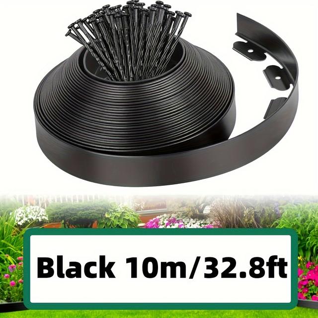 TEMU 10/5 Meters Garden Border Kit - Includes 30/ Stakes, Landscape Border Fence, Lawn Edge, 5 Cm High, Without Digging, Garden Divider, Suitable For Gardening, Flower Beds, , And Lawn Separation
