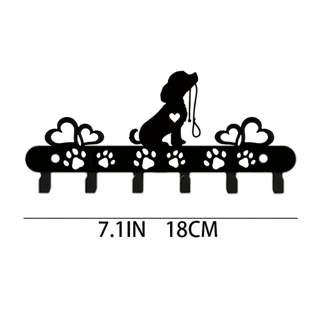 TEMU Farmhouse Dog-themed Key Holder & Organizer - Wall-mounted Key Hanger With Hooks Suitable For Coats, Hats, Towels - , Rustic Home Entryway Or Decor, Metal Door/hallway Storage