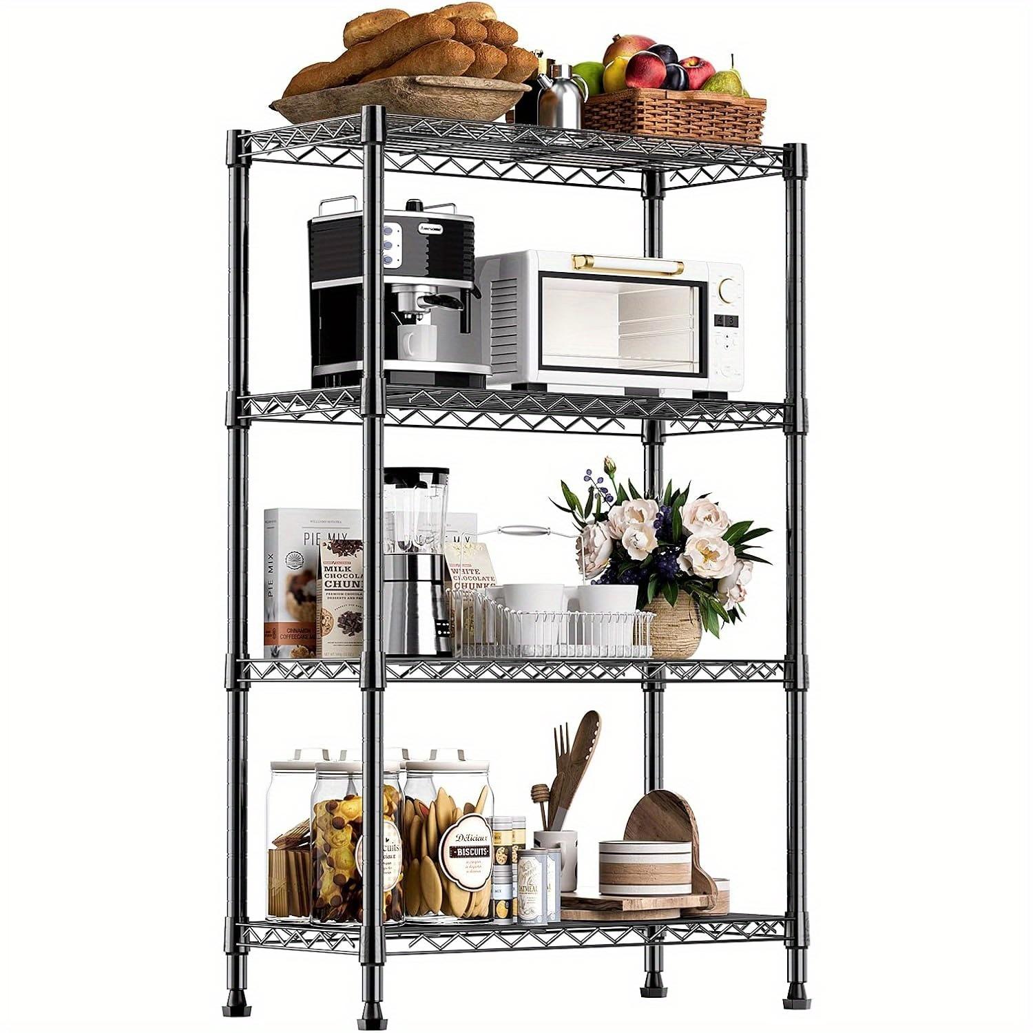 TEMU Mzg 1000 Lbs Storage Shelving Steel Heavy Duty 4-tier Utility Shelving Organizer Wire Rack For Home Kitchen Office (" D X " W .2" H), Utility Shelves