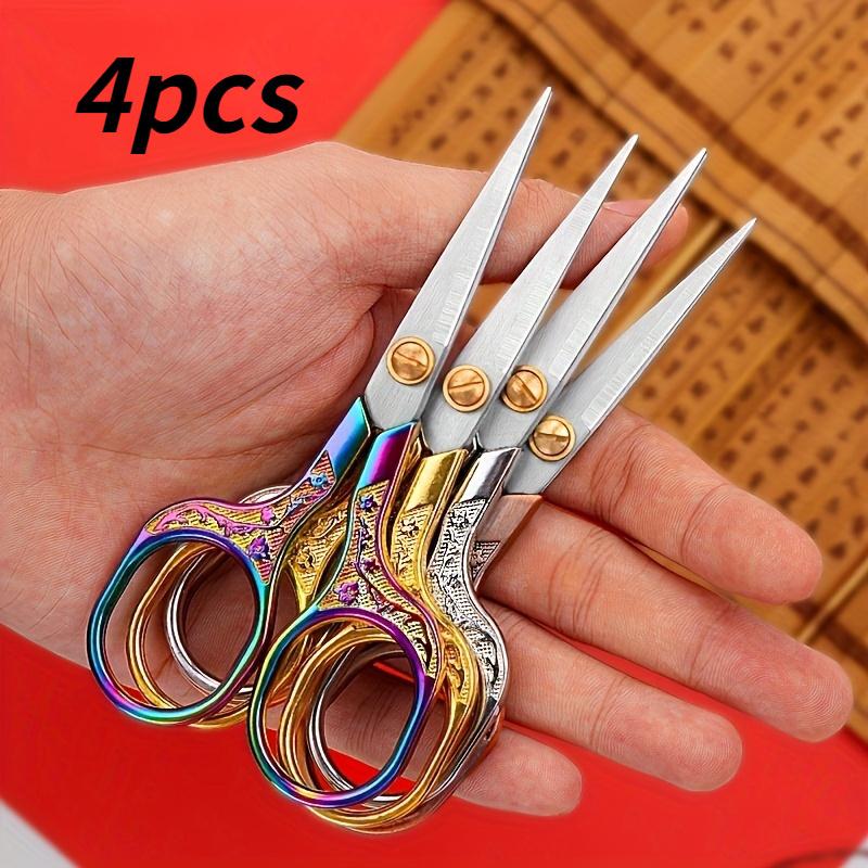 TEMU 4pcs Vintage Stainless Steel Embroidery And Sewing Scissors Set - Precision , Fabric And Thread Scissors With Intricate Handles - Tailoring And Knitting, 14 And Up