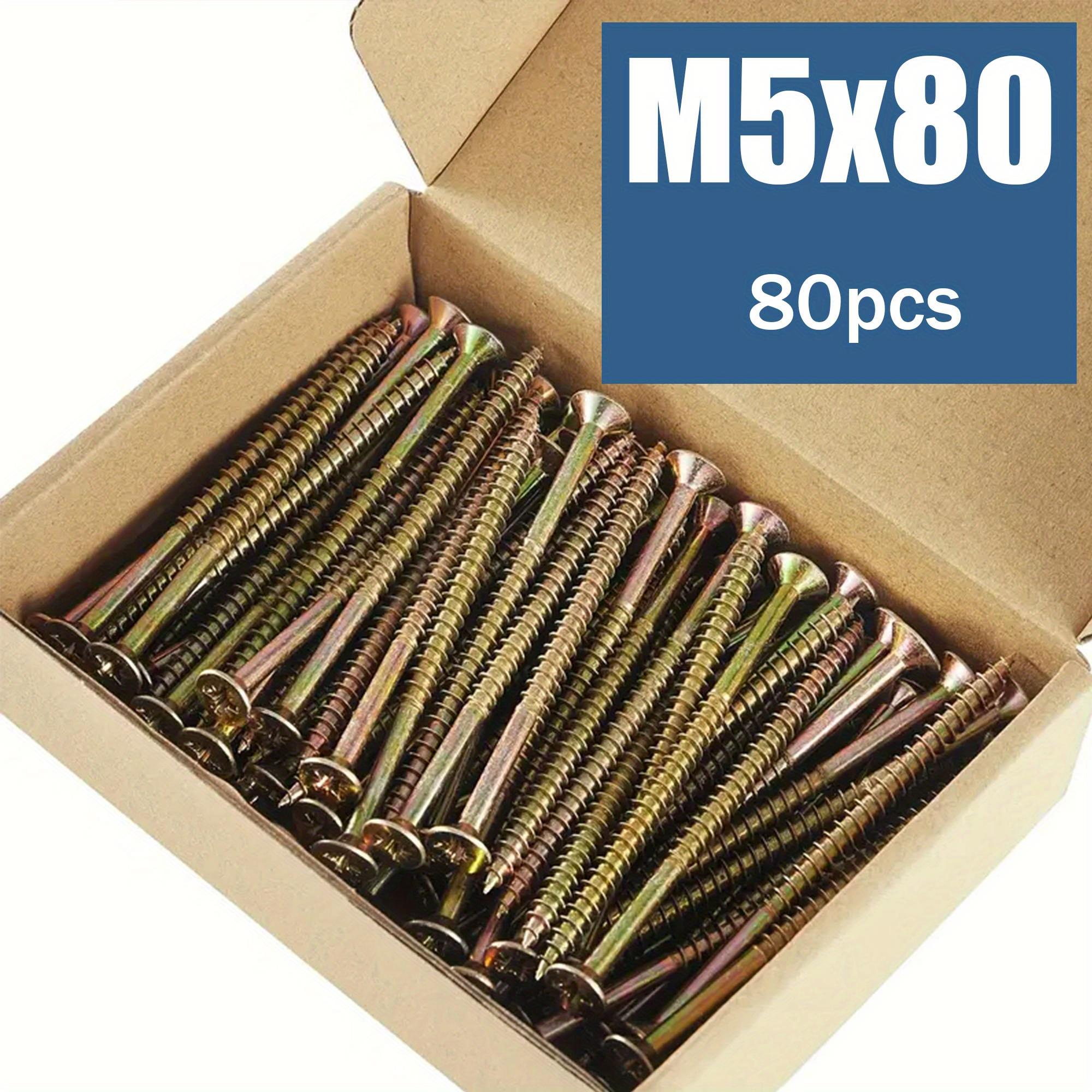 TEMU M5x30-80mm Wood Screws, 80-180pcs, Drive Countersunk Self-tapping Wood Screws, Galvanized Screws, Metal Self-tapping Screws