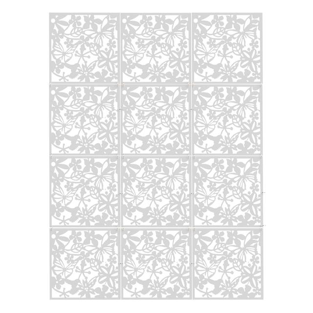 TEMU 12pcs Divider 40*40cm Paravent Partition Wall Hollow Flowers Hanging Screen, Modern Hollow , Durable Plastic Privacy Partition For Home Office, Bedroom, Living Room