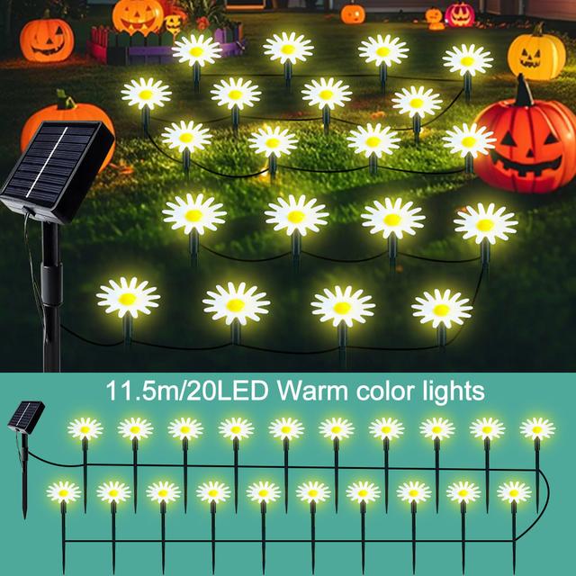 TEMU 10/20led Solar Chrysanthemum Light String - Halloween/festival/christmas Atmosphere Decor | Perfect For Wedding, Holiday Party & Home Decoration