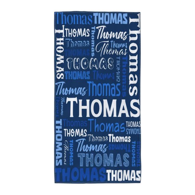 TEMU Contemporary Personalized Bathroom Towel With Name Or Text, Quick-dry, Soft, Absorbent, Machine Washable, Polyester Material, Alphabet Design, Character Theme - Oblong Shape