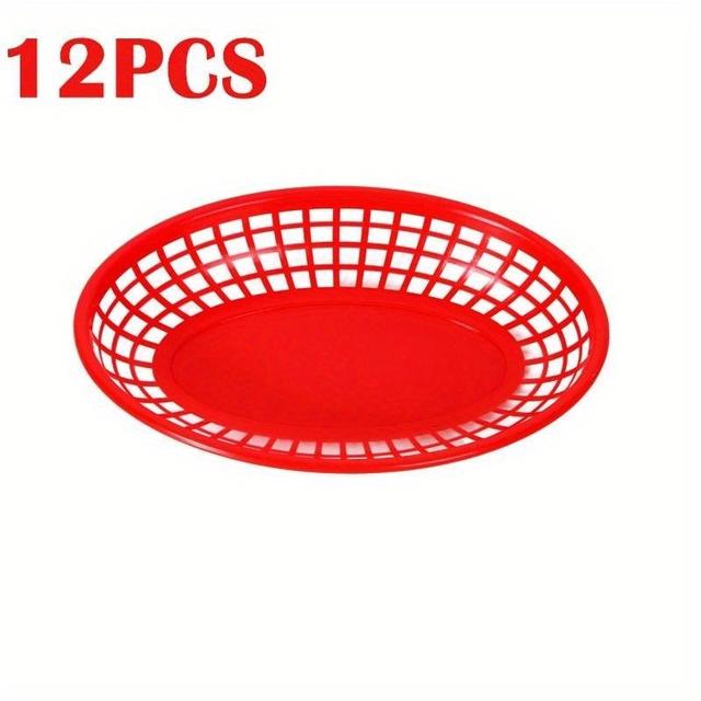 TEMU 12pcs Food Tray Basket Plastic Tray Fast Tableware Storage Basket