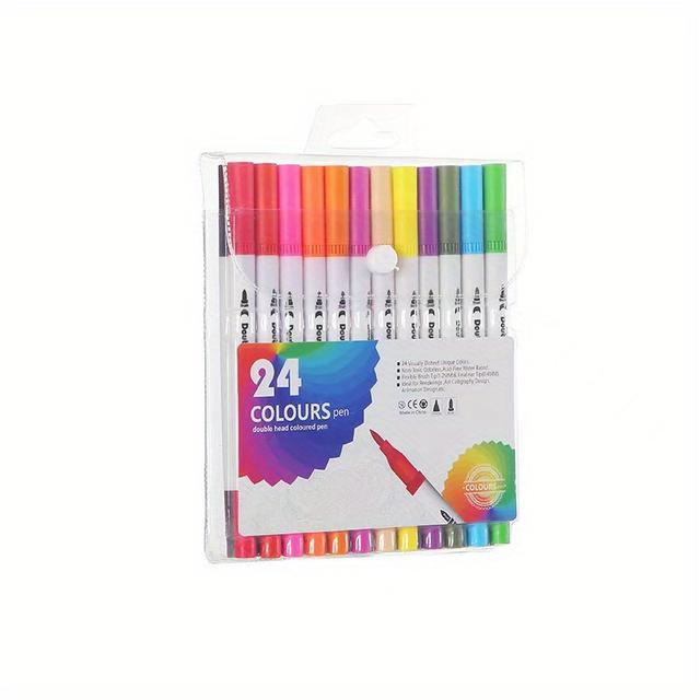 TEMU 36/24/12pcs Dual Tip Colored Brush Markers Set, Multi-colored Art Pens For Adult Coloring, Journaling, Drawing - Ideal Gift Supplies For Christmas, Halloween