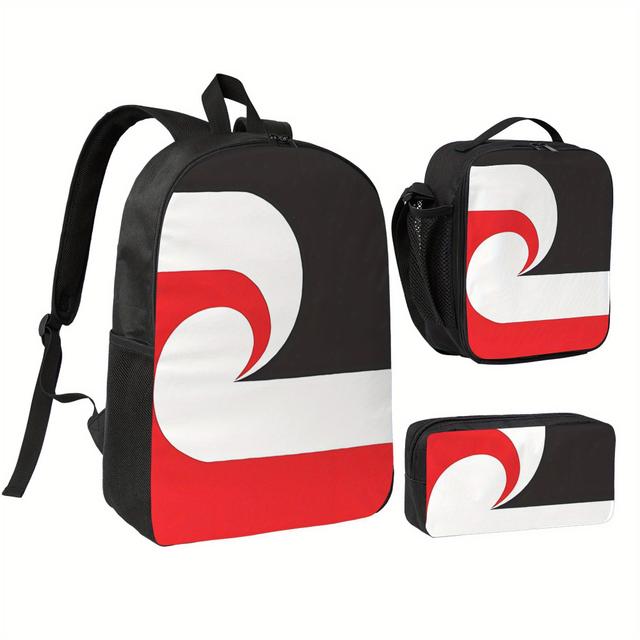 TEMU Maori Pattern Comfortable Bag, Pencil Case And Meal Bag Set Of 3